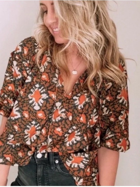 Free People Tops - NWOT Free People Willow Print Puff Sleeve Blouse XS